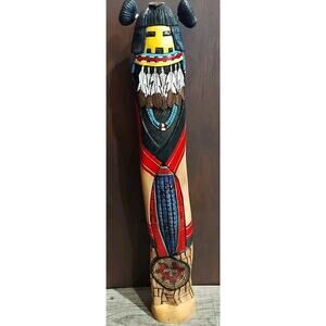 Vintage Hand carved 16" Hopi Kachina Blue Corn Maiden Artist Signed B. Manygoats